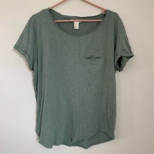 H&M ARMY GREEN ROUND BECK WOMEN TOPS SIZE L